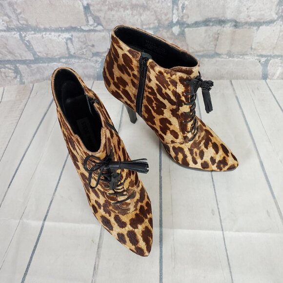 Steve Madden Sesto Leather Leopard Print Stiletto Ankle Bootie 7 1/2 - Picture 5 of 15